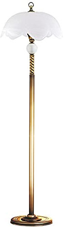 Licht-Erlebnisse Stehleuchte in Messing Weiß klein 152cm Jugendstil wohnlich TOBSYN Wohnzimmerleuchte Stehlampe