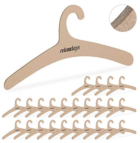 Relaxdays Kleiderbügel 25 Stück, umweltfreundlich, platzsparend, recycelter Karton, 42,5cm breit, Garderobenbügel, braun