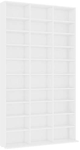 Tidyard CD-Regal Standregal Medienregal Bücherregal CD DVD Ablage Aufbewahrung Raumteiler Wandregal Weiß 102x16x177,5 cm Spanplatte