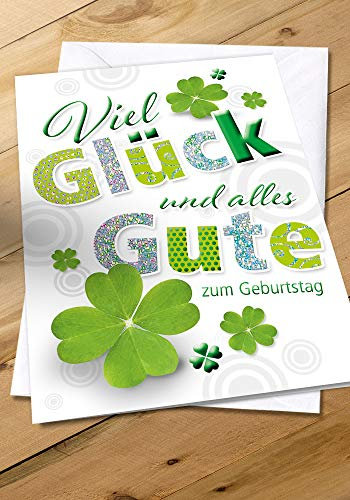 KE - XXL A4 Geburtstagskarte, Hochwertige Klappkarten mit Umschlag, Ohne Innentext, Verpackt in Schutzfolie - Geschenk für jeden Anlass - Motiv am Ende
