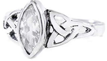 Windalf Zarter Damen Ring RIGANI 9 mm Keltischer Liebesknoten Weißer Kristall Midi-Ring 925 Sterlingsilber (Silber, 58 (18.5))