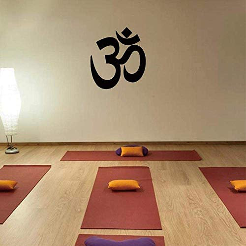 Yoga Om Yoga Dekoration Wandaufkleber, Wandtattoo Zitat Wandbeschriftung Kunst Wörter, Große Größe-45X40Cm Schwarz