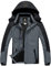 GEMYSE Herren wasserdichte Skijacke Winddichte Fleece Outdoor-Winterjacke mit Kapuze (Schwarzgrau,XL)