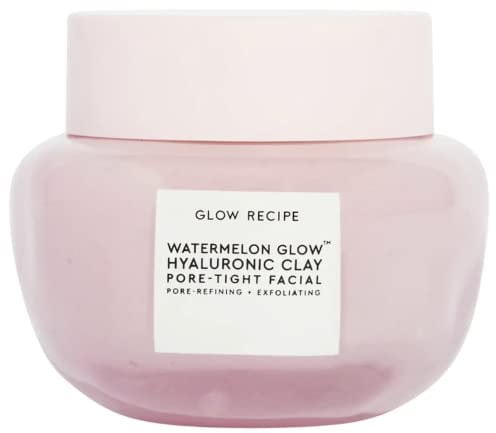 Glow Recipe Watermelon Glow Hyaluron Tonerde porenenges Gesicht – Sanfte Peeling-Tonmaske mit Hyaluronsäure – hilft, das Aussehen von Poren zu minimieren, gleichmäßiger Tonton + Hydrate (60 ml)