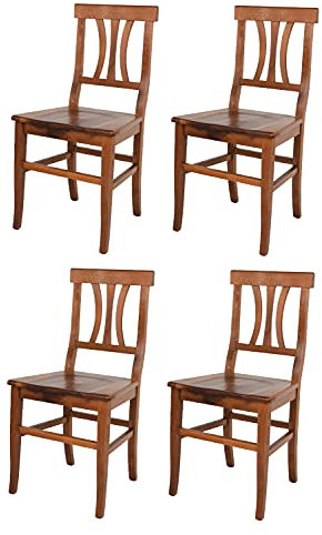t m c s Tommychairs - Set 4 sillas Artemisia para Cocina y Comedor, Estructura y Asiento en Madera de Haya Pintada en Color Nogal Antiguo
