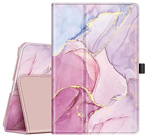 FINTIE Coque pour iPad 6e/5e Génération 9.7 Pouce (2018/2017) et iPad Air 2/Air 1 9.7” - Étui de Protection Housse Folio avec Fonction Sommeil/Réveil Auto, Marbre Or Rose