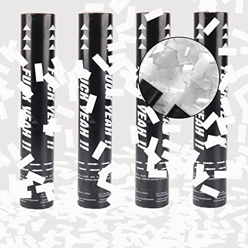 Konfettikanone Papier*4pcs, XiXiRan Konfettikanone Geburtstag, Party Popper, Konfetti Pistolen Set, Konfetti Bombe, Konfetti Shooter, Konfettikanone Gender Reveal, Konfetti Kanonen Poppers (Weiß)
