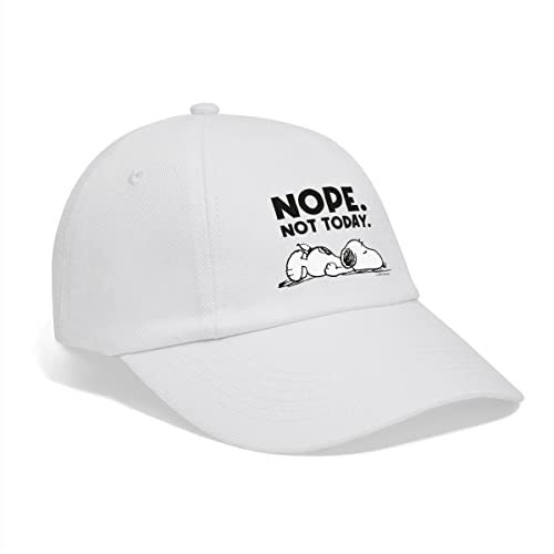 Spreadshirt Peanuts Snoopy Nope Not Today Bürohumor Baseballkappe, One Size, Weiß/Weiß