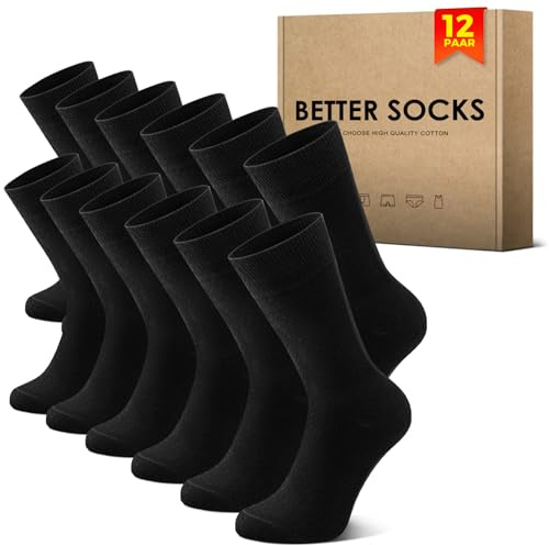NUOZA 12 Paar Socken Herren Damen Baumwolle Business Atmungsaktive Socks | Unisex Anti Schweiß Socken, Anzugsocken, Lange Tennissocken, Sportsocken