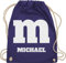 Turnbeutel Rucksack - Karneval Accessoire Fasching - M Kostüm mit anpassbarem Namen I M und M I M&M - Unisize - Lila - personalisierte rucksäcke karnevals name beutel faschings stoffbeutel jga