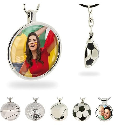 ibera gifts - Fußball Schlüsselanhänger personalisiert mit Foto, 9,5 x 3,5 cm, Fotogeschenke für Fußballfans, personalisierter Schlüsselanhänger mit Harzbeschichtung, im Geschenkbeutel