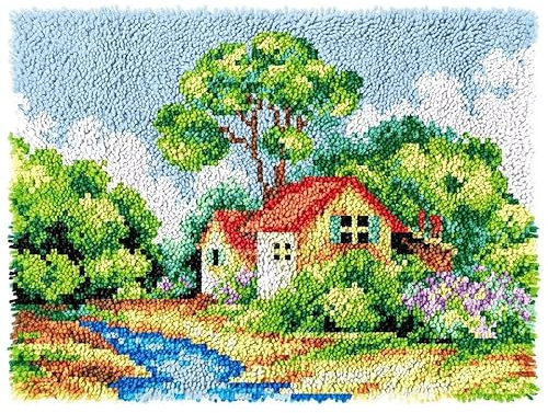 ROCKY&CHAO Latch Hook Kit My Secret Garden Pattern 50x38cm, Complete DIY Rug Making Craft Kits with Yarn & Canvas and Crochet Needle, Adult Craft Kits for Women, Relaxing Home Art Project