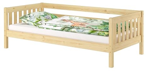 Erst-Holz®Gemütliches Kinderbett mit dreiseitiger Sicherung 90x200 cm Kiefer V-60.29-09ohne Zubehör