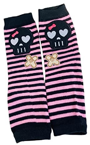 FackLOxc Armstulpen mit Daumenlöchern, Y2K, Armstulpen Harajuku, Totenkopf, Armwärmer, gestreift, Punk-Armstulpen Y2K, Armabdeckung, gestreifte Armstulpen für Mädchen