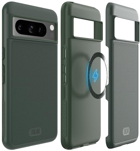 TUDIA MergeGrip Designed for Google Pixel 8 Pro Case 2023, [MagSafe Compatible] Military Grade Slim Dual Layer Raised Edge Non-Slip Phone Case (Pine Green)