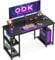 ODK Computer Desk With Monitor Stand, 120 x 50 cm Office Desk With Storage Shelves for Home Office, Study Table for Small Space, Black