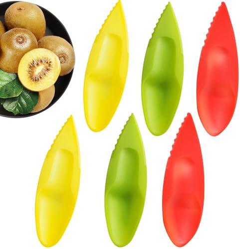 6 Pieces Cuillère Kiwi,Fruit Peeler Cutter,Plastique Kiwi Splitterie,Kiwi Eplucheur,Cuillère À Fruits,Cuillère Pour Kiwis,Pommes,Pamplemousses,Gadget Cuisine (Trois couleurs)