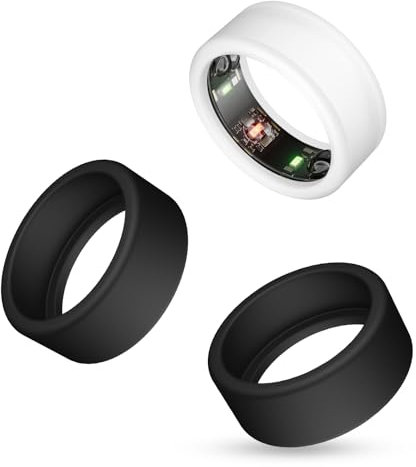 Silikon Ringhülle Kompatibel mit Oura Ringschutz Elastische Hülle für Oura Smart Ring Gen 3, Oura Ring Generation 3 Sleeve für Training (2 Schwarz + 1 Weiß, M)