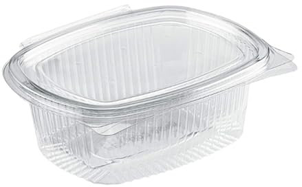 GM 100 Contenitori Ermetici Per Alimenti Ovali 1000cc - Trasparenti Con Coperchio - Contenitore Pranzo In PET Monouso - Made In Italy