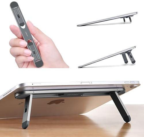 xuenair Laptop Stand for Desk with Two-position Height Adjustment, Keyboard Riser, Foldable Aluminum Slim Laptop Stand for MacBook Apple Mac Pro Air Dell Hp and More 11-17” Laptops