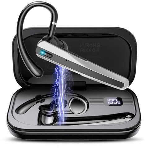 SKIUDCT Bluetooth Headset V5.3 120Hrs Talk Wireless Headset with Dual ENC Noise Canceling Mic Mute, Hands Free Bluetooth Earpiece Business/Office/Driving, Headphones for iOS Android, Laptop