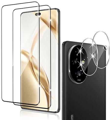 Holilo pour Honor 200 Pro Verre Trempé + CaméRa ArrièRe Protecteur【2+2 Pièces】,9H Dureté aux Rayures RéSistant Verre Trempé Membrane, sans Bulles HD Protection DéCran CaméRa Film