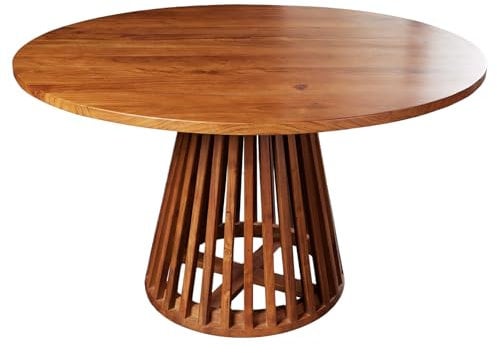 Riess Ambiente Runder Esstisch Maison Jade Ø130cm Natur Akazie Massivholz Säulenfuß Küchentisch Holztisch Esszimmertisch Konferenztisch Wohnzimmertisch