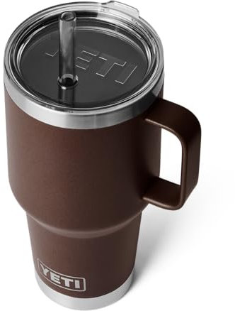 YETI Rambler Straw Mug, Stainless Steel Vacuum Insulated Mug with Stronghold Lid, Wetlands Brown, 35 oz (1035 ml)