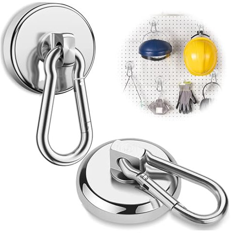Dawumin 2 Gancho Magnético Extra Fuerte, 360° Gancho Magnético Giratorio, Gancho iman neodimio 27KG, Imanes de Neodimio con Gancho para Cocina, Sala de herramientas, Garaje, Camping, Oficina