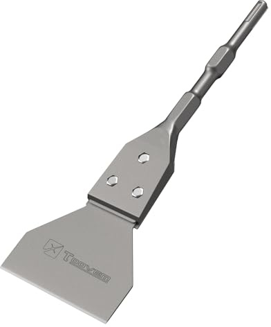 TOOVEM SDS Plus Floor Scraper, 4 x 12 Inch Tile Removal Tool, Thinset Scaling Chisel Bit Heavy Duty Tile Scraper Adhesives Remover for SDS Plus Rotary Hammer Drill
