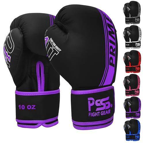 PSS T4U Boxhandschuhe Kinder Teenager 3 bis 14 Jahre 4oz 6oz 8oz 10oz Jungen Mädchen Blau Rot Weiß Grau Rosa Violett Muay Thai Kickboxen Englisches Boxen, Ref 1029, Violett 8 Oz