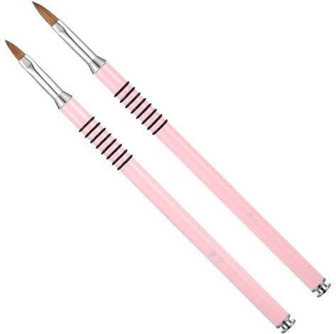 Prasacco 2 Packs Acrylic Nail Brush for Nails Art, Nail Art Brush Set Acrylic Kolinsky Nail Brush 3D Nail Art Flower Brush Acrylic Manicure Brush for Women Acrylic Application(Pink)