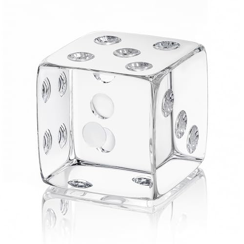 QFkris Glass Dice Paperweight Glass Art Dice Figurine Paper Weights for Desk