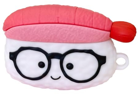 QoKcoahn AirPods 4 4. Generation, niedliche Cartoon Sushi 3D Kawaii, weiche Silikon Hülle mit Brillenabdeckung und Schlüsselanhänger, cool und lustig für Jungen und Mädchen für