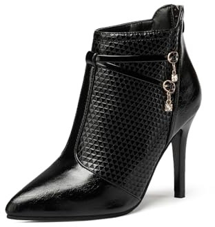 Agiyenna Damen Elegant Einfarbige Stiefelette Mode Komfortabel Spitze Stiefel Herbst Winter Casual Stiletto Stiefelette mit Reißverschluss Bequeme Ankelstiefel