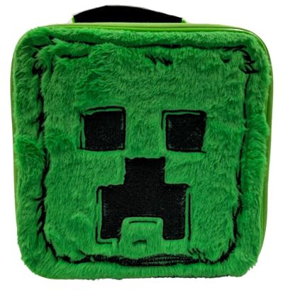 HOX Minecraft Movie Creeper - Peluche esponjoso para niños escolares, PEVA apto para alimentos y poliéster duradero, aislante, bolsa de almuerzo con asa y cremallera, regalo para fanáticos y