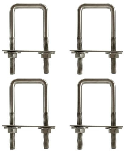 duoyif U Bolzen U Bügel 40 mm x 100 mm 4Stk U-Schrauben M8, Vierkant U-Bolzen 304 Edelstahl Mit Mutter Rahmen Und Unterlegscheibe, Bügelbolzen Für Rohr Befestigung Auto Abschleppen (M8-40x100mm)