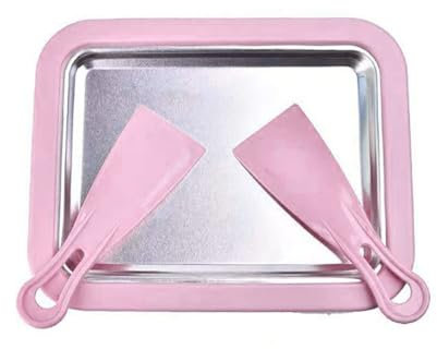 Piastra per gelato con 2 spatole per gelato arrotolato fatto a mano, sorbetti, cibo, yogurt, forniture per la casa