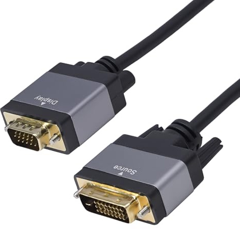 Cyberguys! Câble DVI vers VGA 1,8 m, mâle vers mâle DVI-D vers VGA, cordon adaptateur avec loquet sécurisé, connecteurs plaqués or, câble adaptateur Plug and Play pour moniteur, projecteur, ordinateur