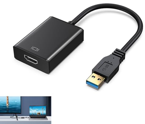 USB 3.0 to HDMI Adapter, 1080P USB to HDMI Converter Full HD for Windows 10/8.1/8/7, Support for Laptop, Projector, Monitor, HDTV, Adapter for Video and Audio Synchronization, Extend and Mirror Mode