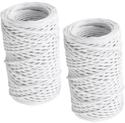 WOONEKY 2 Rolls Floral Wire Paper Covered Twine for Flower Bouquet Binding Flexible Wired Vine Wire for DIY Crafts Wedding Florist Supplies
