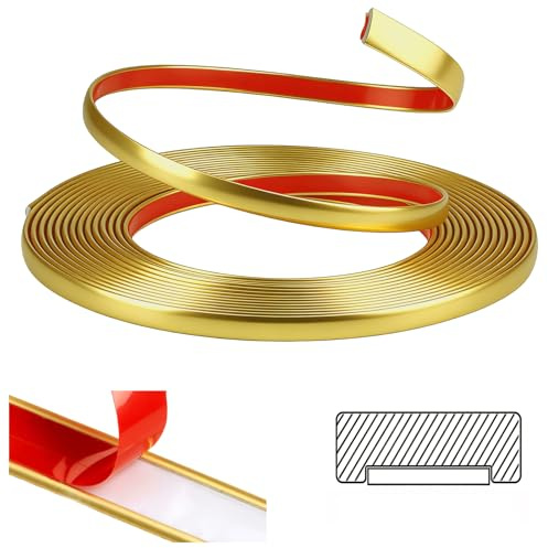 ddckj Moulures décoratives autocollantes dorées 8 m, moulures murales flexibles, protection des bords pour cadres de miroir, cadres de portes, cadres de fenêtres et bords de carrelage (l : 1 cm, D