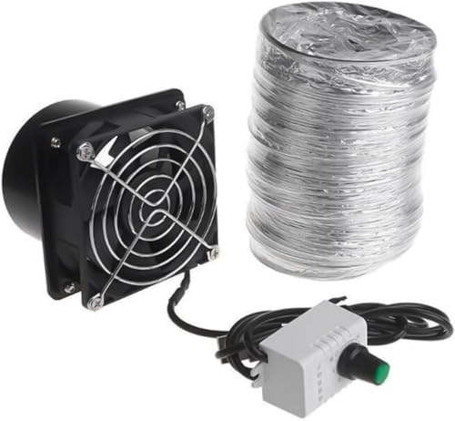 Zodazoqa Kitchen Exhaust Fan Ventilation Fume Extractor Smoke Absorber Duct Exhuast Fan USB Adjustable Speed for Home Bathroom Kitchen(Fan plus 1m pipe)