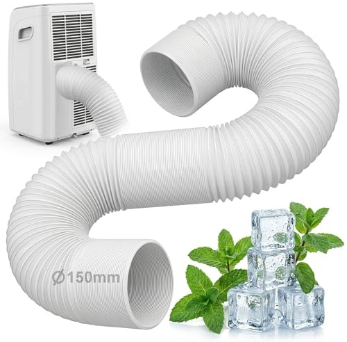 Air Conditioner Hose 15cm/5.9 Diameter, 2M Extendable AC Exhaust Hose Extension with Left Hand Thread, Flexible Ducting with Steel Wire, Replacement Tube Kit for Portable Air Con Units