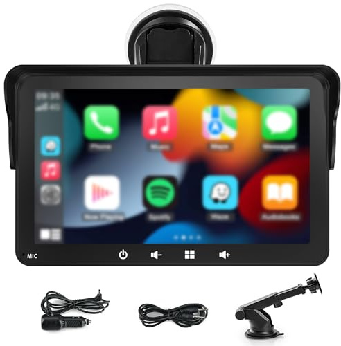 Wireless Apple Carplay & Android Auto Car Play Sun Visor Screen | 7 inch Portable Car Tablet Smart Screen with Voice Control, Support Mirror Link, GPS Control for Most Vehicles