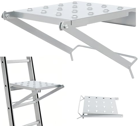 TCICOP Arbeitsplattform Einhängetritt Leiter-Arbeitsplattform, Stabiler Arbeitspodest Leiter Zubehör, Faltbares Ladder Platform Leiter Tritt, 150 kg Tragfähigkeit, für Dekorationsarbeiten