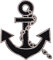 ELLU Aufnäher zum Aufbügeln, Motiv: Schiff, Boot, Anker, 1 abgerundetes Rechteck, 6,5 x 7,2 cm, Schwarz/Grau, Erwachsene