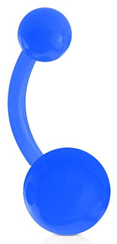 viva-adorno 1 Stück Bauchnabel Piercing Banane Acryl Kunststoff Kugeln Bananabell Z318, blau