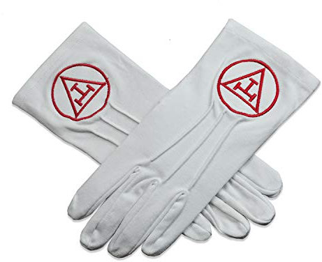 The Masonic Exchange Royal Arch Handschuhe Freimaurer, handbestickt, Baumwolle, Weiß