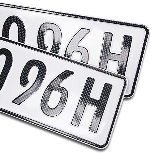 schildEVO 2 Carbon H-Kennzeichen | Oldtimer Historisch | OFFIZIELL amtliche Nummernschilder | DIN-zertifizierte Wunschkennzeichen mit individueller Prägung | H-Autokennzeichen